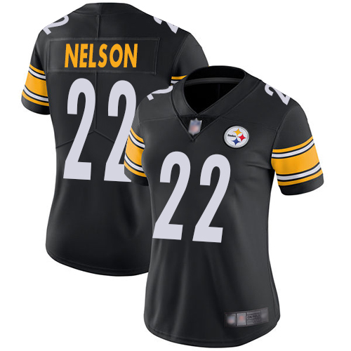 Women Pittsburgh Steelers Football #22 Limited Black Steven Nelson Home Vapor Untouchable Nike NFL Jersey->women nfl jersey->Women Jersey